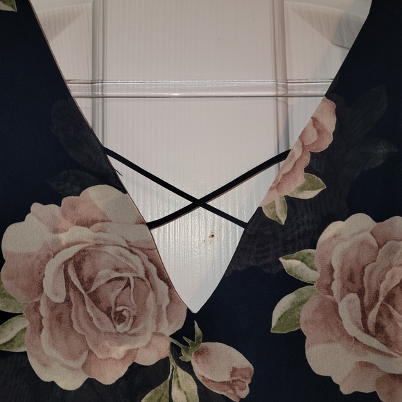 Lulu's Elegant Floral Maxi Dress in Navy and Blush - Picture 3 of 7